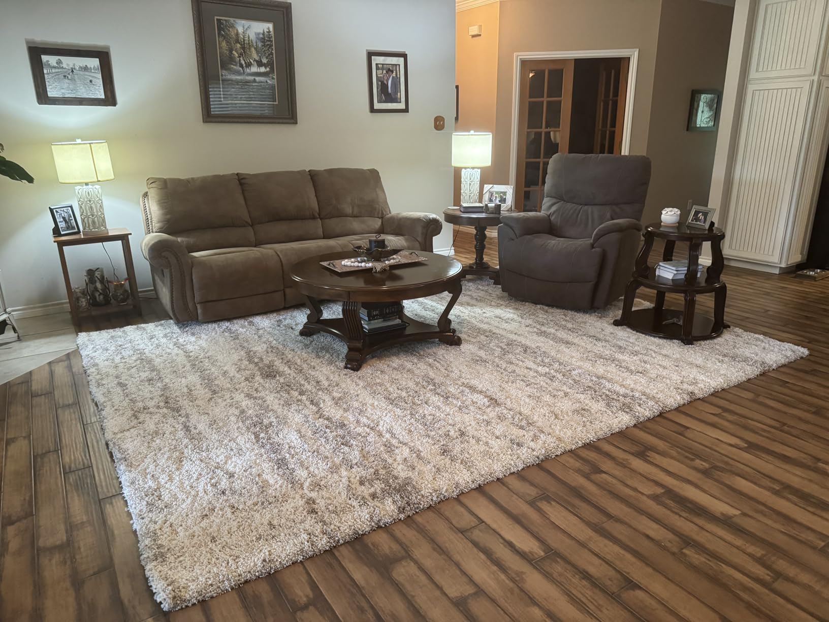SAFAVIEH Hudson Shag Rug 8x10, Large Ivory & Beige SGH206B | 1 3/4