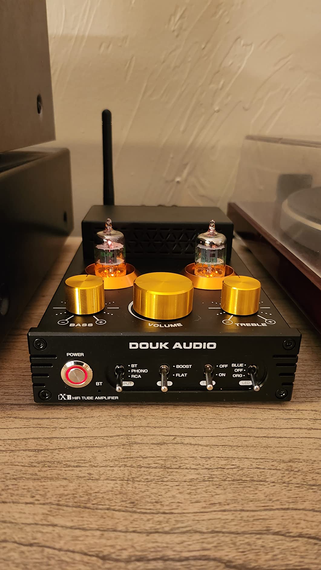 Douk Audio Tube Phono Amp: Bluetooth Receiver | 2-Channel Amplifier for MM Turntables | 160W×2 TDA7498E | Tone Control | for Desktop Vinyl HiFi Home Audio System (X1) customer photo 1