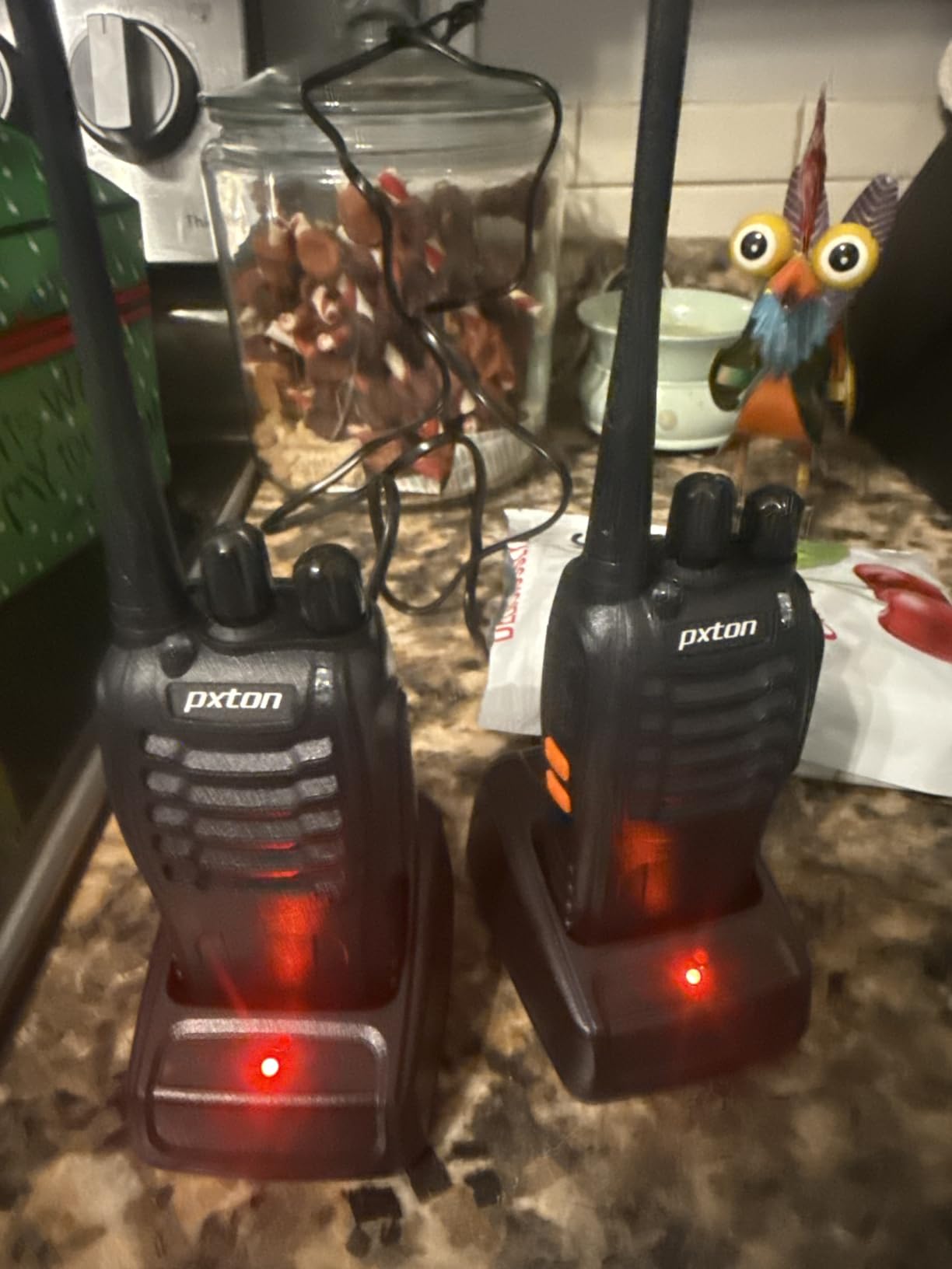 pxton Walkie Talkies Long Range for Adults with Earpieces,16 Channel Walky Talky Rechargeable Handheld Two Way Radios with Flashlight Li-ion Battery and Charger(4 Pack) customer photo 2