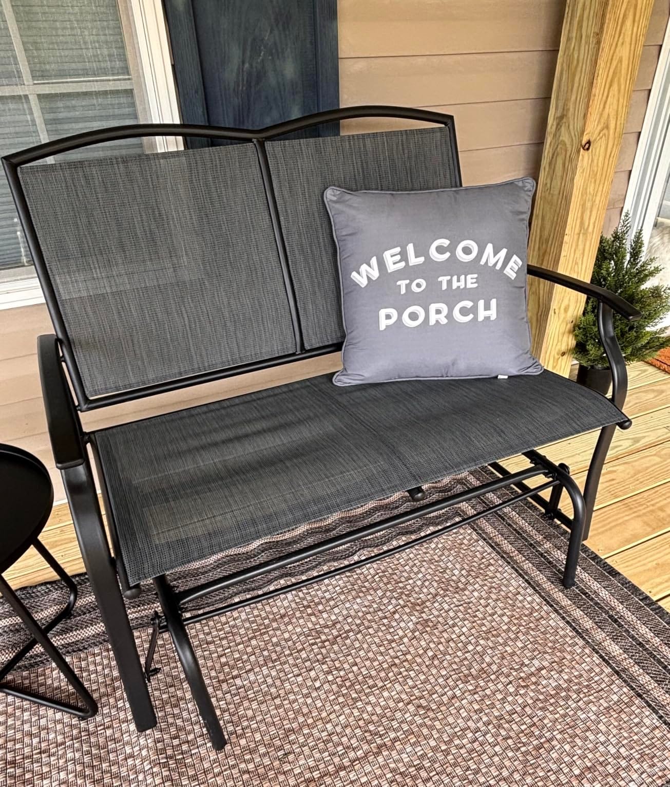 Best Choice Products 2-Person Outdoor Patio Swing Glider Steel Bench Loveseat Rocker for Deck, Porch w/Textilene Fabric, Steel Frame - Gray customer photo 1