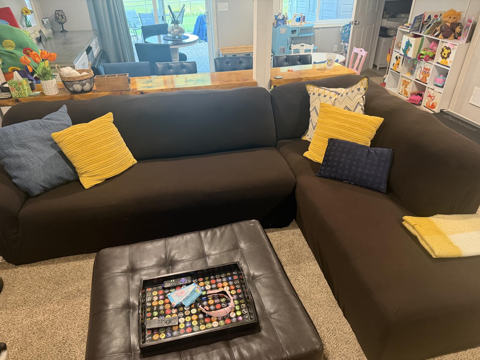 PureFit Super Stretch Sectional Couch Covers - 2 pcs Spandex Non Slip, with Elastic Bottom for L Shape Sectional Sofa Couches, Great for Kids & Pets (3 Seat Sofa + 3 Seat Chaise, Dark Gray) customer photo 1