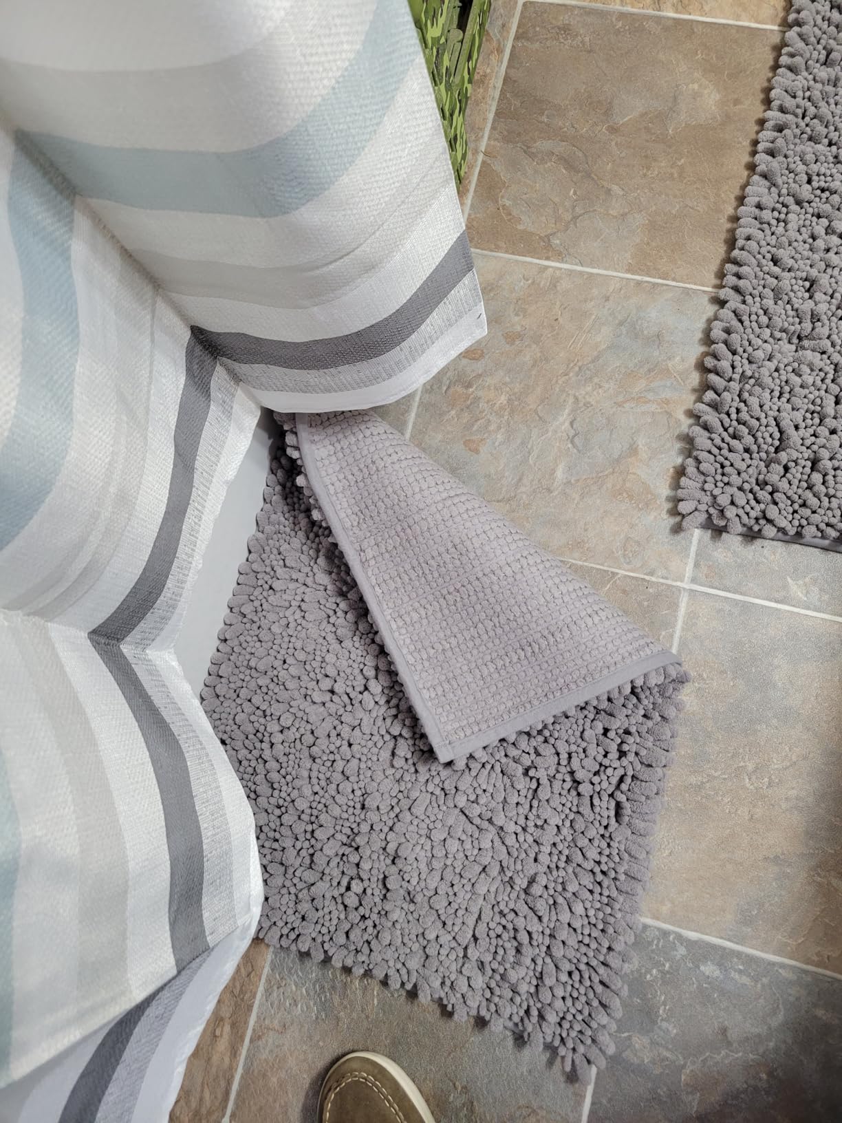 Yimobra Bathroom Rug Set 3 Piece, Super Water Absorbent Bath Mat Set, Grey | Quick Dry Soft Chenille Bath Rugs & Toilet Rug, Non Slip Machine Washable, Extra Thick Shaggy Floor Mat for Shower Tub Sink customer photo 1