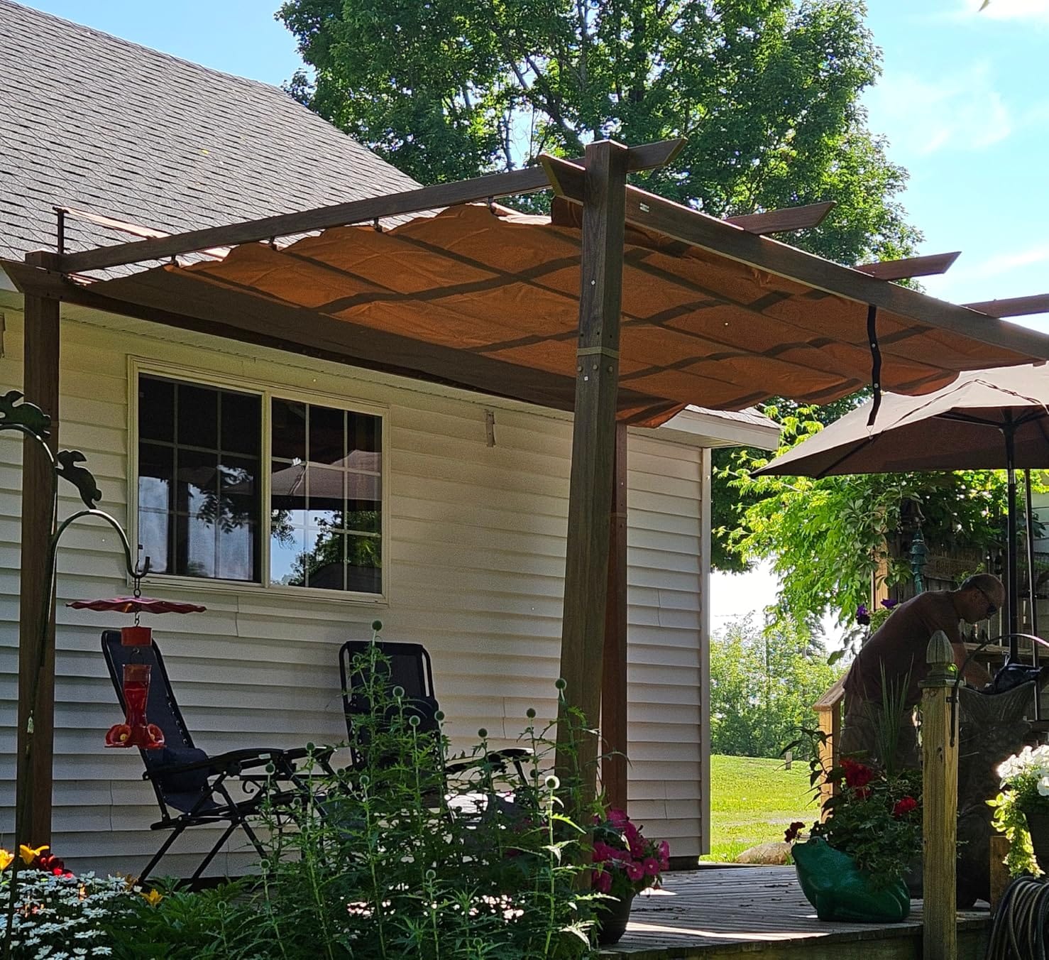 Domi Outdoor Living 10’ X 13’ Outdoor Retractable Pergola with Weather-Resistant Canopy Aluminum Garden Pergola Patio Grill Gazebo for Courtyard customer photo 2