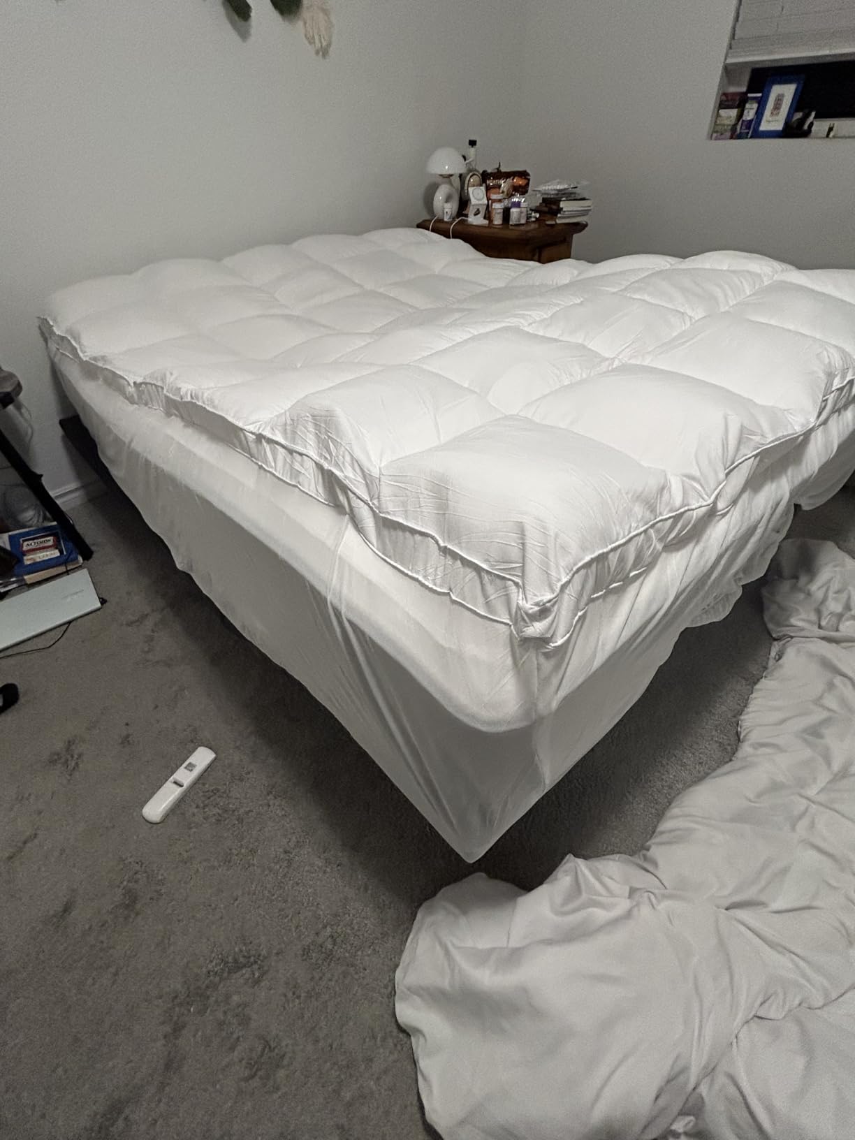 ELEMUSE Queen Mattress Topper, Extra Thick Pillow Top Mattress Pad Cover | Plush soft breathable bed topper for back pain relief, with elastic deep pocket and overfilled down alternative filling customer photo 1
