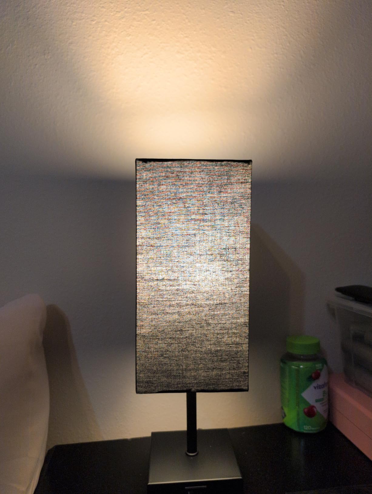 Bedside Table Lamp for Bedroom with 2 USB Ports, 14-Inch, Black | USB A+C Ports, Touch 3-Way Dimmable LED Bulb Included Fabric Lampshade Metal Base Small Nightstand Lamp for Desk Living Room customer photo 1