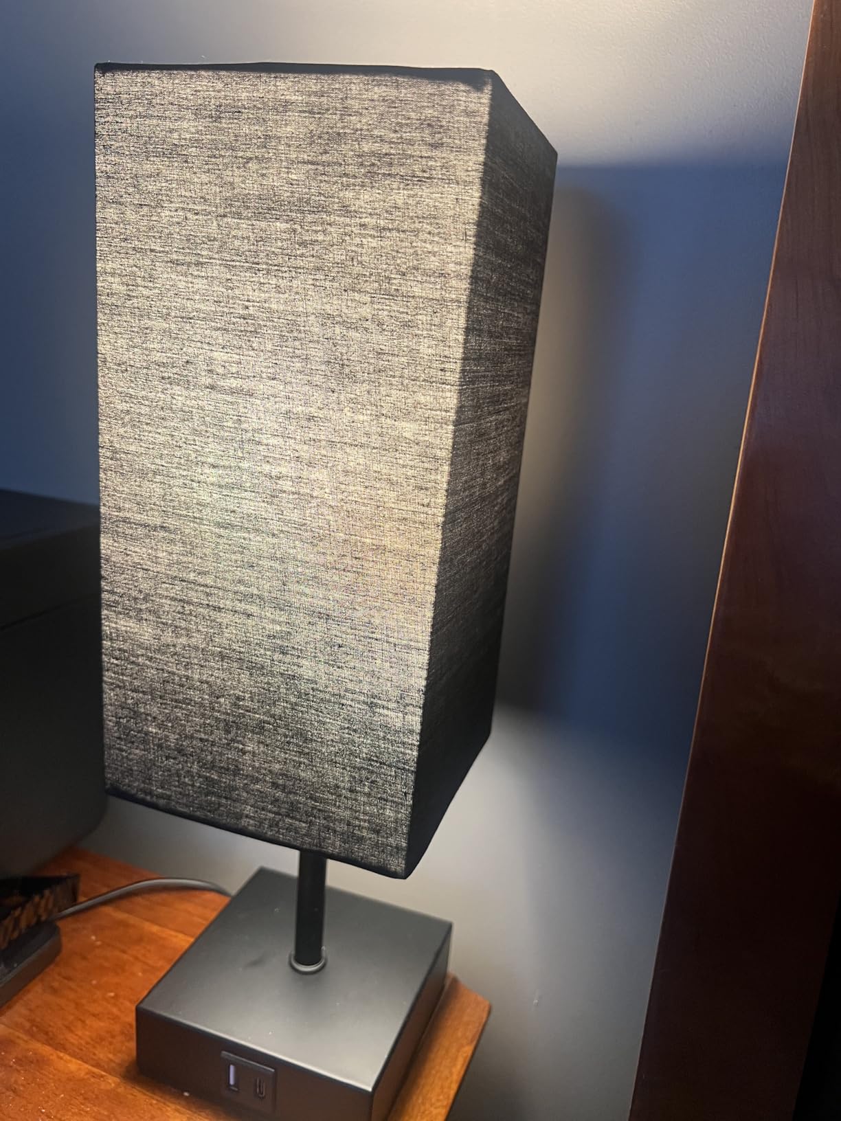 Bedside Table Lamp for Bedroom with 2 USB Ports, 14-Inch, Black | USB A+C Ports, Touch 3-Way Dimmable LED Bulb Included Fabric Lampshade Metal Base Small Nightstand Lamp for Desk Living Room customer photo 2