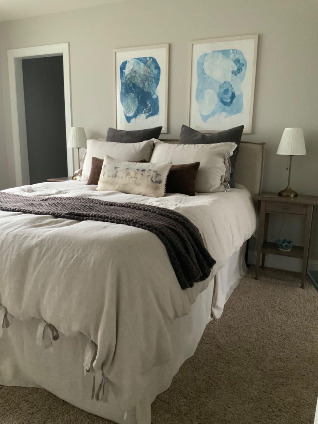 Simple&Opulence 100% Linen Duvet Cover Set, 3 Pieces Belgian Flax Breathable Bedding, Queen Size 88''x92'' (1 Comforter Cover+2 Pillowshams) with Tie Closure Style, White customer photo 1