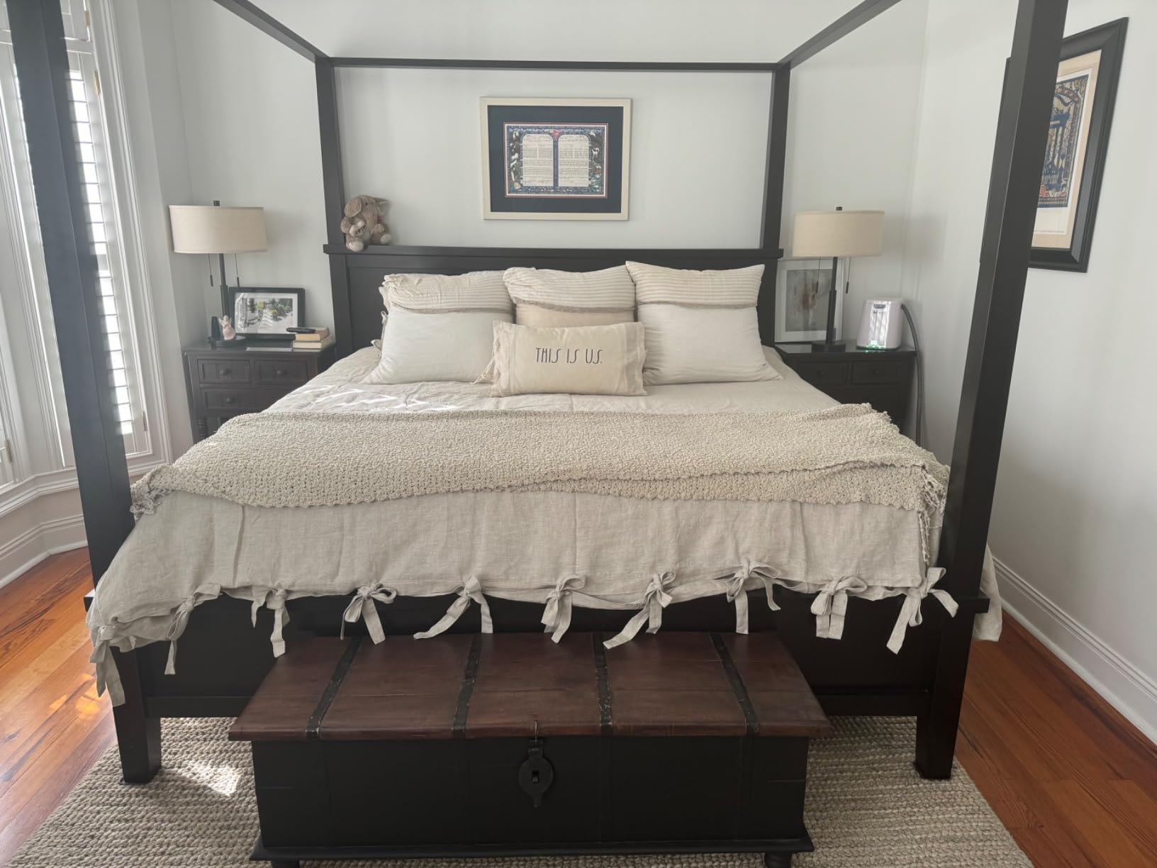Simple&Opulence 100% Linen Duvet Cover Set, 3 Pieces Belgian Flax Breathable Bedding, Queen Size 88''x92'' (1 Comforter Cover+2 Pillowshams) with Tie Closure Style, White customer photo 2