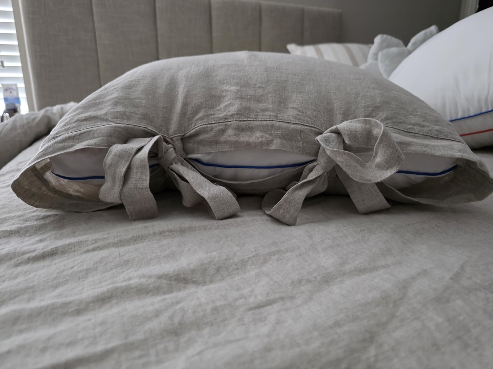 Simple&Opulence 100% Linen Duvet Cover Set, 3 Pieces Belgian Flax Breathable Bedding, Queen Size 88''x92'' (1 Comforter Cover+2 Pillowshams) with Tie Closure Style, Linen customer photo 2