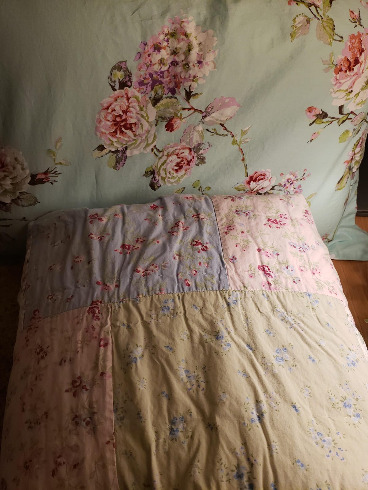 FADFAY Floral Duvet Cover Set Queen 100% Cotton Shabby Vintage Bedding 600 TC Mint Green White Flower Women Elegant Lily Print Comforter Cover Zipper Corner Ties Soft Bed Cover 3 Pcs customer photo 1