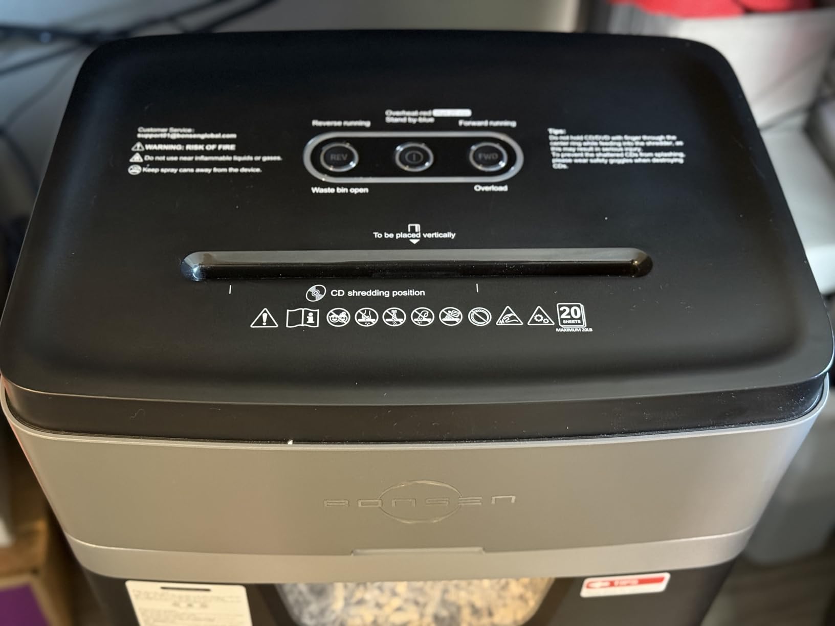 BONSEN 20-Sheet Cross-Cut P-4 High Security Heavy Duty Paper Shredder customer photo 1