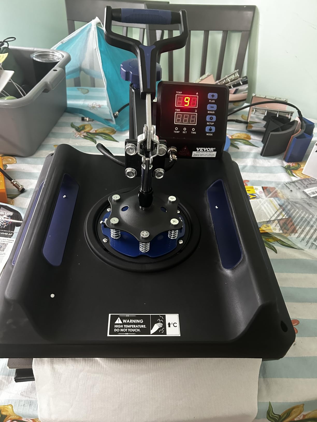 VEVOR 8 in 1 Heat Press Machine 15x15 Inch, 360° Swing Away Shirt Press Machine - Digital Professional Heat Transfer Tshirt Press Machine, Sublimation Heat Press for T Shirts Hat Cap Mug Plate Blue customer photo 2