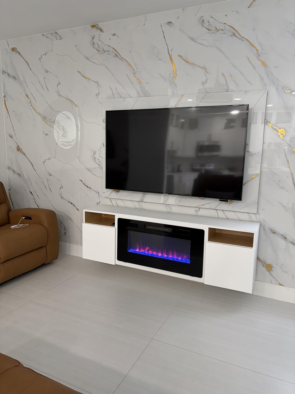 Electactic 36 Inch Electric Fireplace Insert Ultra-Thin - Recessed & Wall-Mounted Fireplace Heater with Thermostat, Adjustable Flame, Remote Control - Linear with Timer, Touch Screen, 750/1500W customer photo 2