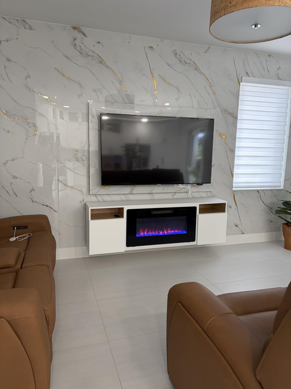 Electactic 50 Inch Electric Fireplace Insert Ultra-Thin - Recessed & Wall-Mounted Fireplace Heater with Thermostat, Adjustable Flame, Remote Control - Linear with Timer, Touch Screen, 750/1500W customer photo 2
