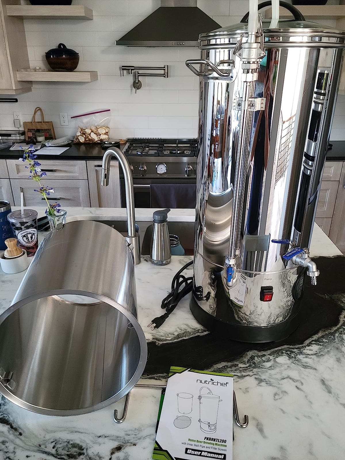 NutriChef All In One Home Beer Brewing Mash and Boil Device with Circulation Pump 5-Piece Maker Machine Set 9 Gallon 1600w Max w/LCD Display Programmable Multi-Step Control System, Stainless Steel customer photo 2