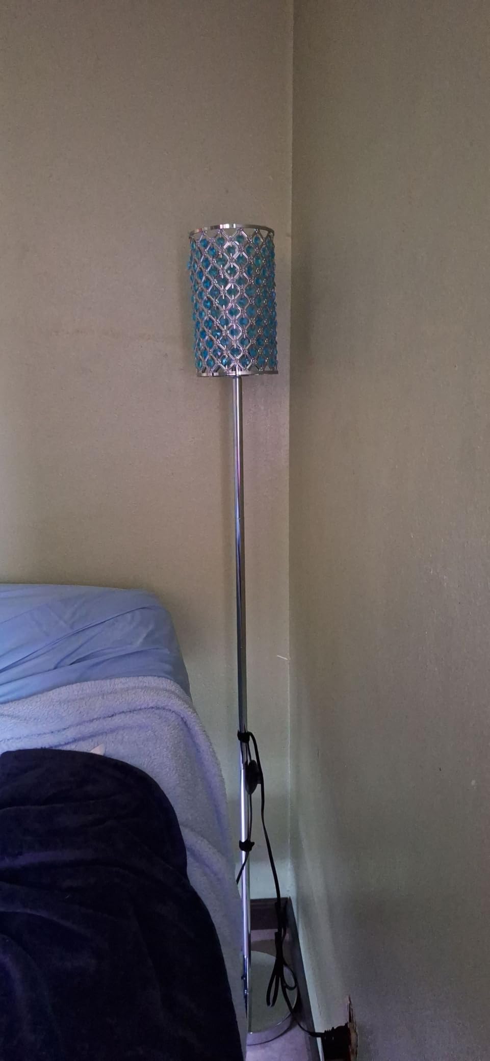 Crystal Floor Lamp, Silver Tall Pole Lamp with On/Off Foot Switch | Modern Standing Lamp with Elegant Shade, Decorative Accent Lights for Living Room Girl Bedroom Dresser Office, E26 Base customer photo 1