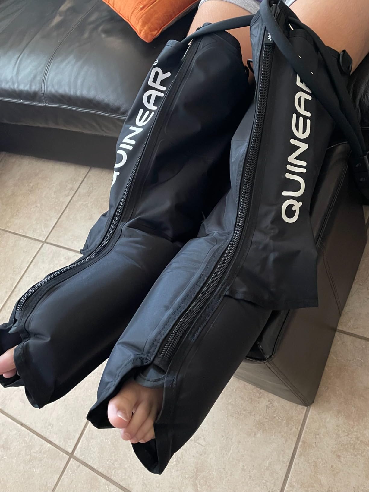 QUINEAR Leg Recovery System for Athletes, Air Compression Recovery Boots Massager for Circulation and Pain Relief - 9 Intensities 60-140 mmHg - FSA-HSA Eligible customer photo 1