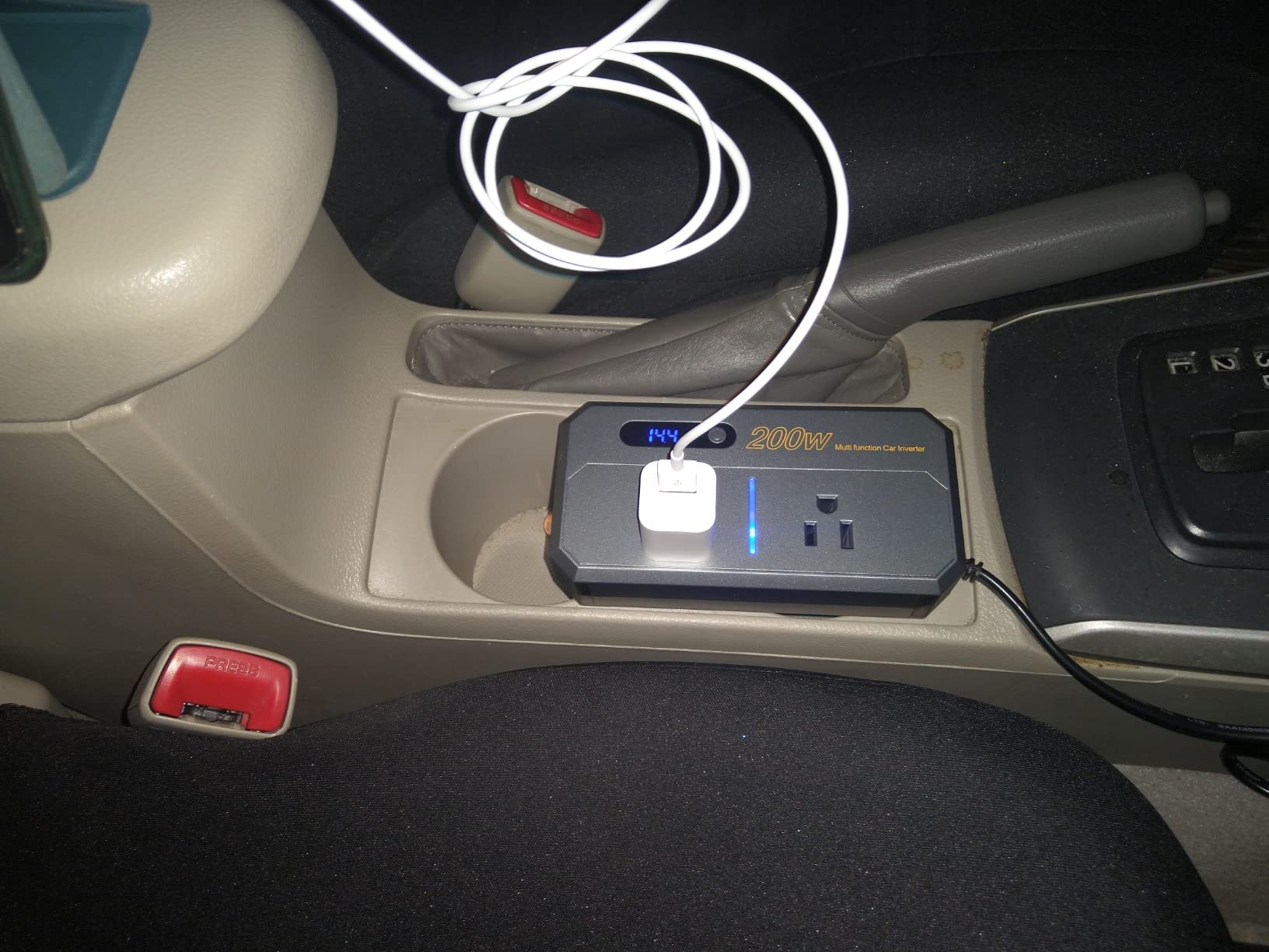 200W 7-in-1 Car Power Inverter DC 12V to 110V AC with Dual PD 36W USB-C & QC 3.0 30W, 2 AC Outlet Car Plug Adapter, LED Voltage Display, Quiet Cooling Fan for Laptop Road Trip Camping customer photo 2