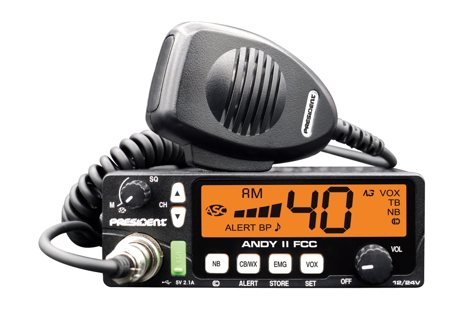President Thomas FCC AM/FM CB Radio – 40 Channel, VOX Hands-Free, USB Port, ASC, Multi-Color LCD Display – 12/24V Compact Mobile Transceiver for Truckers & Off-Road Communication customer photo 2