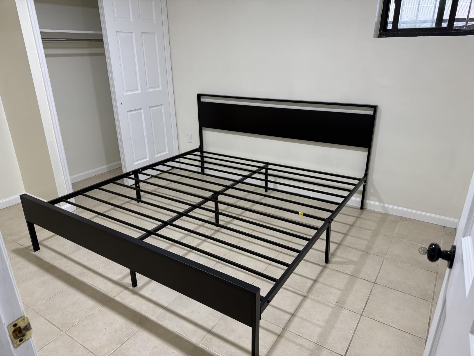 SHA CERLIN 14 Inch Queen Size Metal Platform Bed Frame with Wooden Headboard and Footboard, Mattress Foundation, No Box Spring Needed, Large Under Bed Storage, Non-Slip Without Noise, Walnut customer photo 1