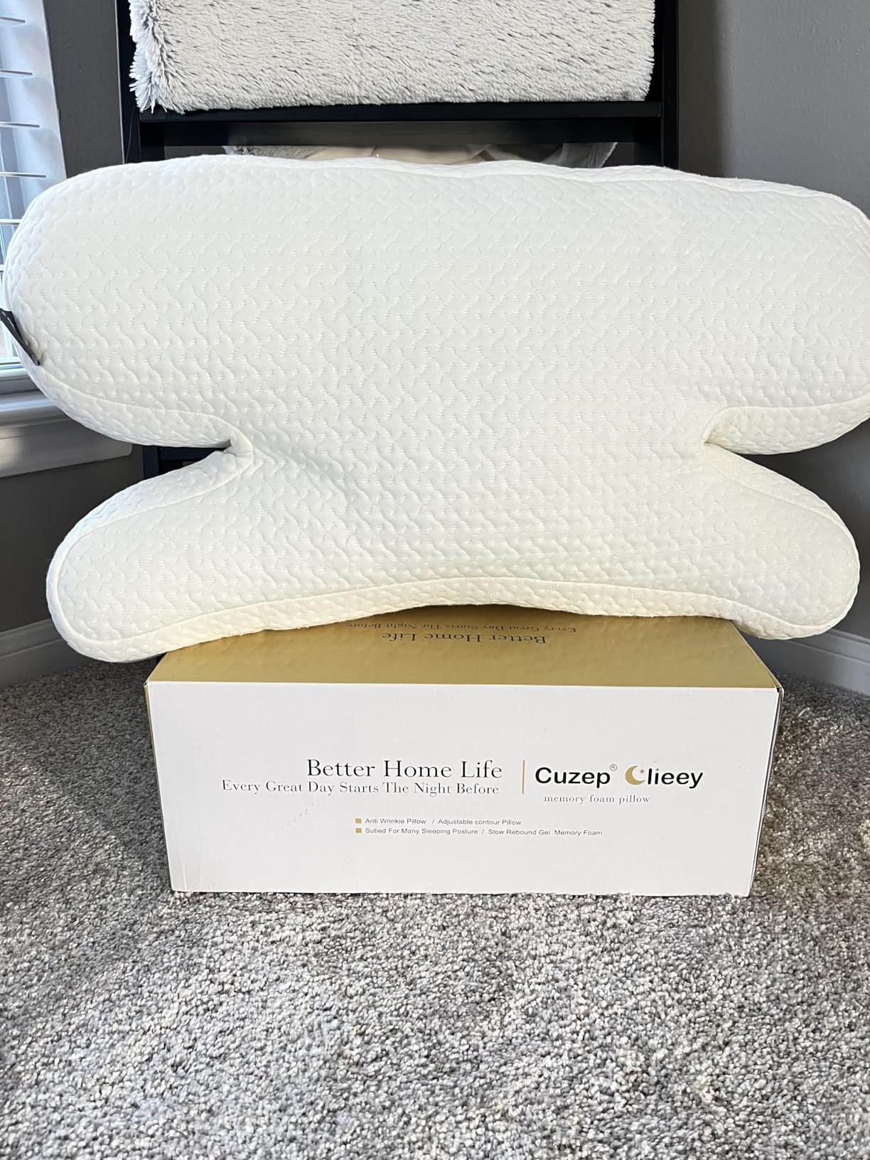 Side Sleeper Pillow Anti Wrinkle Aging Pillow Gel Shredded Memory Foam for Neck Pain Relief Pillow for Sleeping Side Back Stomach Sleeper Pillows (Regular White Style+Beige Nude Silk Pillowcase) customer photo 1