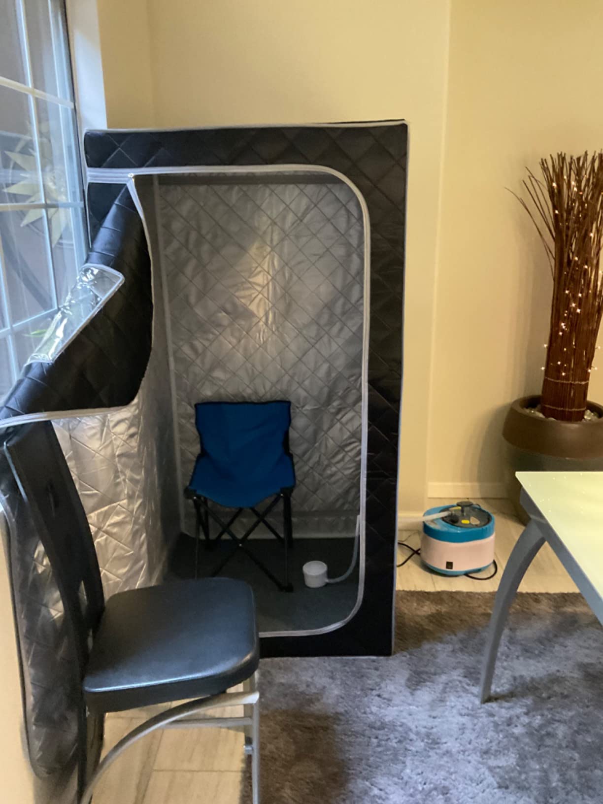 ZONEMEL Full Size Portable Steam Sauna Kit, Personal Full Body Home Spa for Detox, Relaxation, 4 Liters 1500 Watt Steamer, Remote Control, Timer, Foldable Chair (L31.5 x W31.5 x H55.1, 3 Windows) customer photo 2