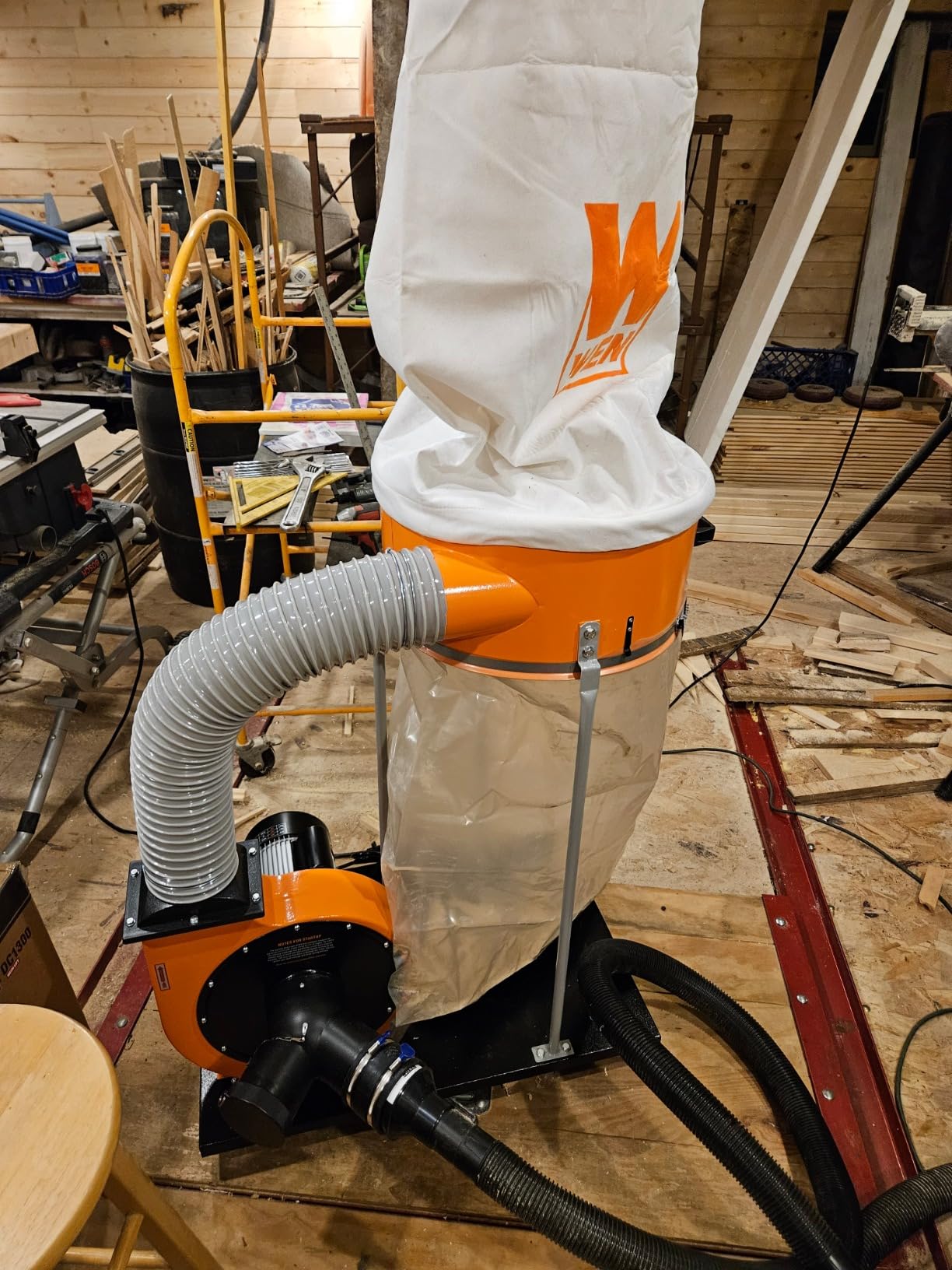WEN DC1300 1,300 CFM 14-Amp 5-Micron Woodworking Dust Collector with 50-Gallon Collection Bag and Mobile Base , Black customer photo 2