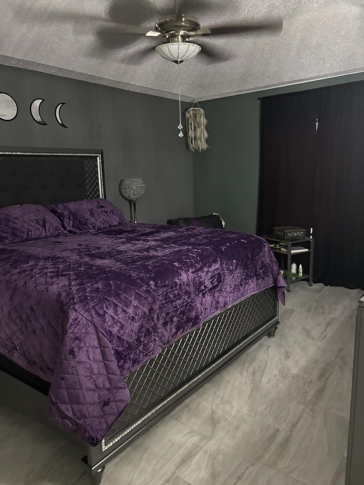 Fredsure Distressed Velvet Quilt Set, 3 Pieces Purple Queen, Distressed Velvet Face and Brushed Microfiber Reverse, with Diamond Quilting customer photo 2
