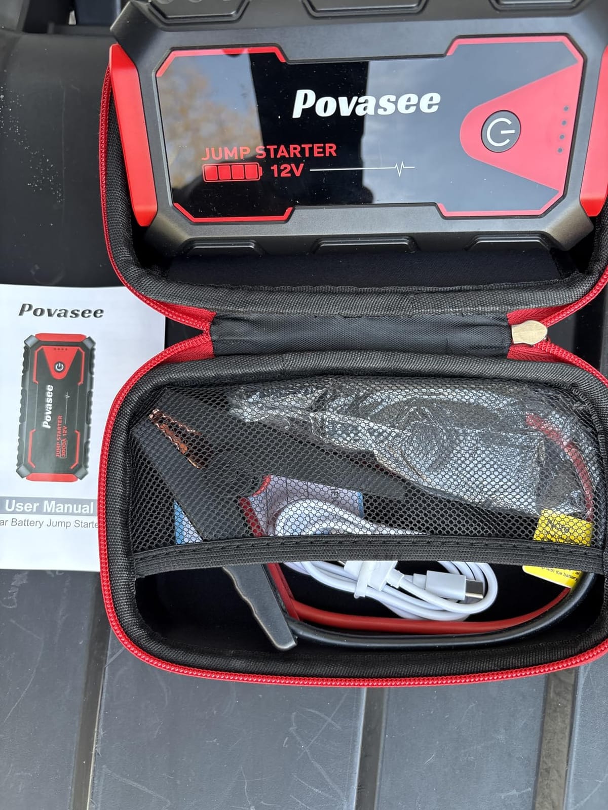 Povasee Jump Starter 5000A Car Jumper Starter, Model A30 12V Jump Box for Car Battery up to 10L Gas or 8L Diesel Engine Battery Jumper Starter Portable with USB Dual Output/LED Light/Storage Case customer photo 2