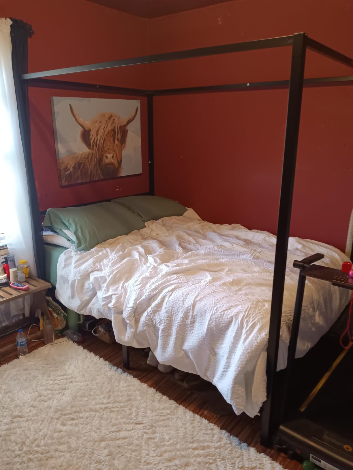 SHA CERLIN Queen Size Canopy Bed Frame with Heavy Duty Metal Slats, Black | Modern Minimalist Design Four-Poster, Under-Bed Storage Space, Mattress Foundation, No Box Spring Needed, Easy Assembly customer photo 1