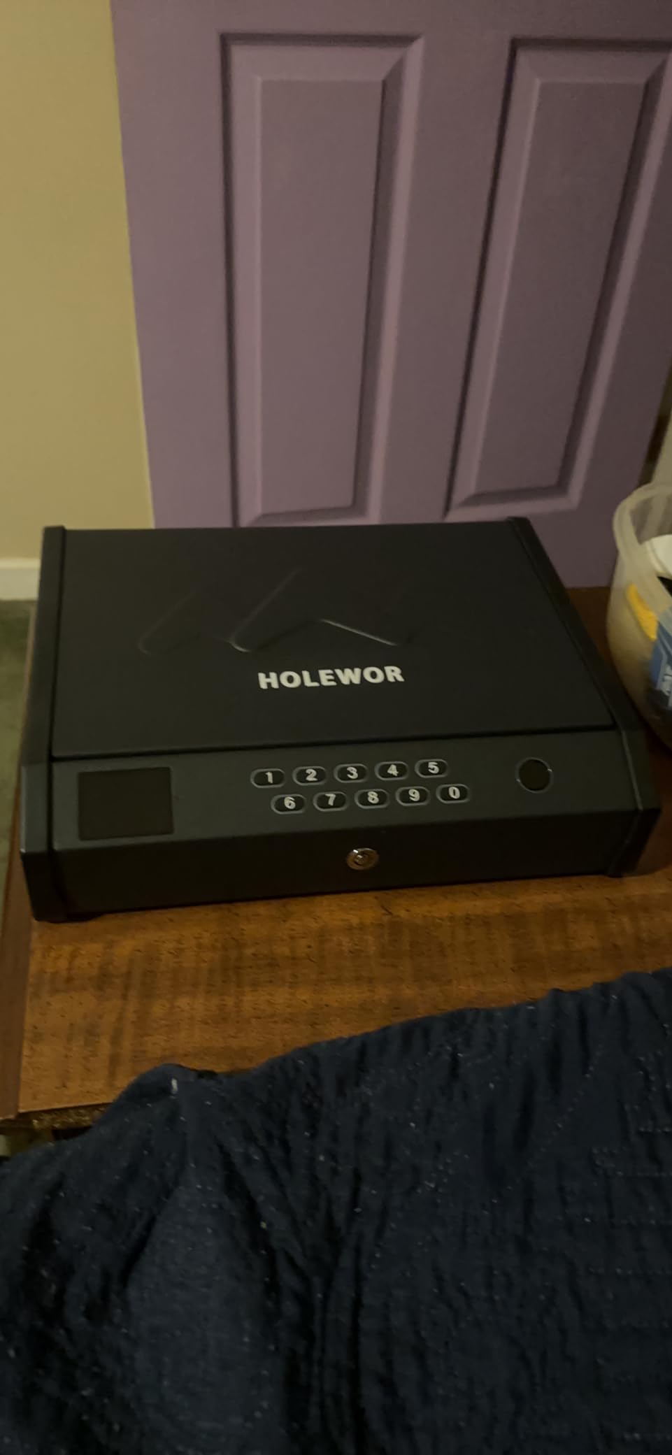 HOLEWOR Gun Safe, Biometric Safes for Pistols with LCD Display of Time Battery, Fingerprint Quick Access Handgun Safe Pistol Bedside, Nightstand, Car, 2 Capacity customer photo 2