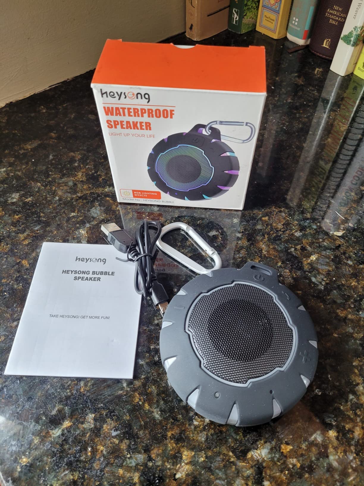 HEYSONG Waterproof Shower Bluetooth Speaker, Durable & Portable with Clear Sound, Ideal for Shower, Pool, Beach & Kayaking – Great Gift for All Ages customer photo 2