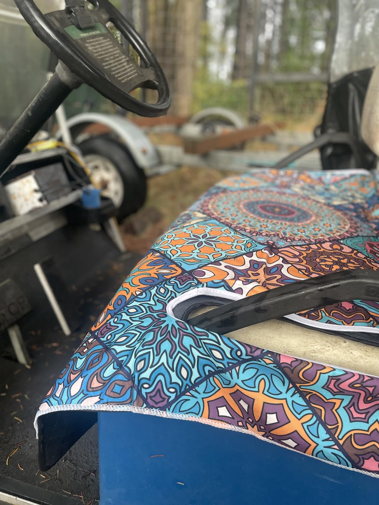 ENYORSE Golf Cart Seat Covers, Tropical Floral Seat Towel Blanket, Soft Breathable Microfiber, Keeps Seats Cool & Comfortable, 51”x31”, Fits 2 & 4 Passenger EZGO, Yamaha,Club Car Carts customer photo 2