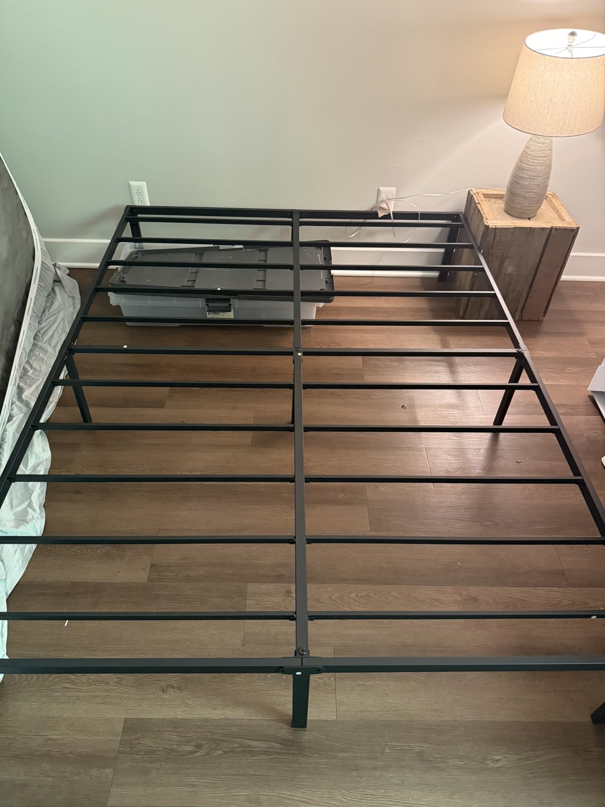 NEW JETO Metal Bed Frame, Queen Size Bed Frame with Storage Space, 14 Inch | Heavy Duty Sturdy Mattress Foundation, Easy Assembly, No Box Spring Needed, Black customer photo 1