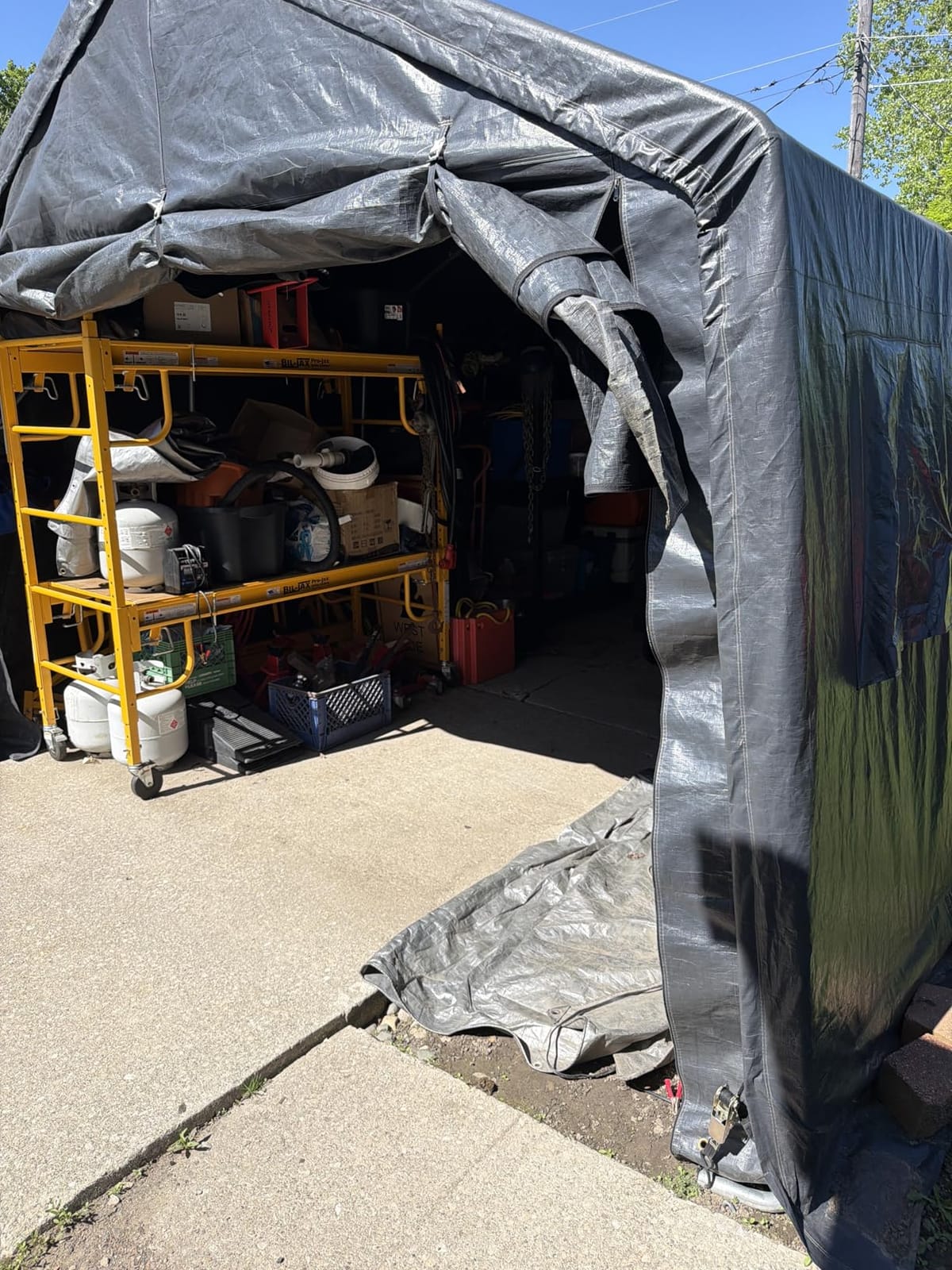 ADVANCE OUTDOOR 10X15 ft Garage Shelter Steel Metal Peak Roof Portable Storage Shed Carport for Motorcycle Boat, or Garden Tools with 2 Roll up Doors & Vents, Gray customer photo 1