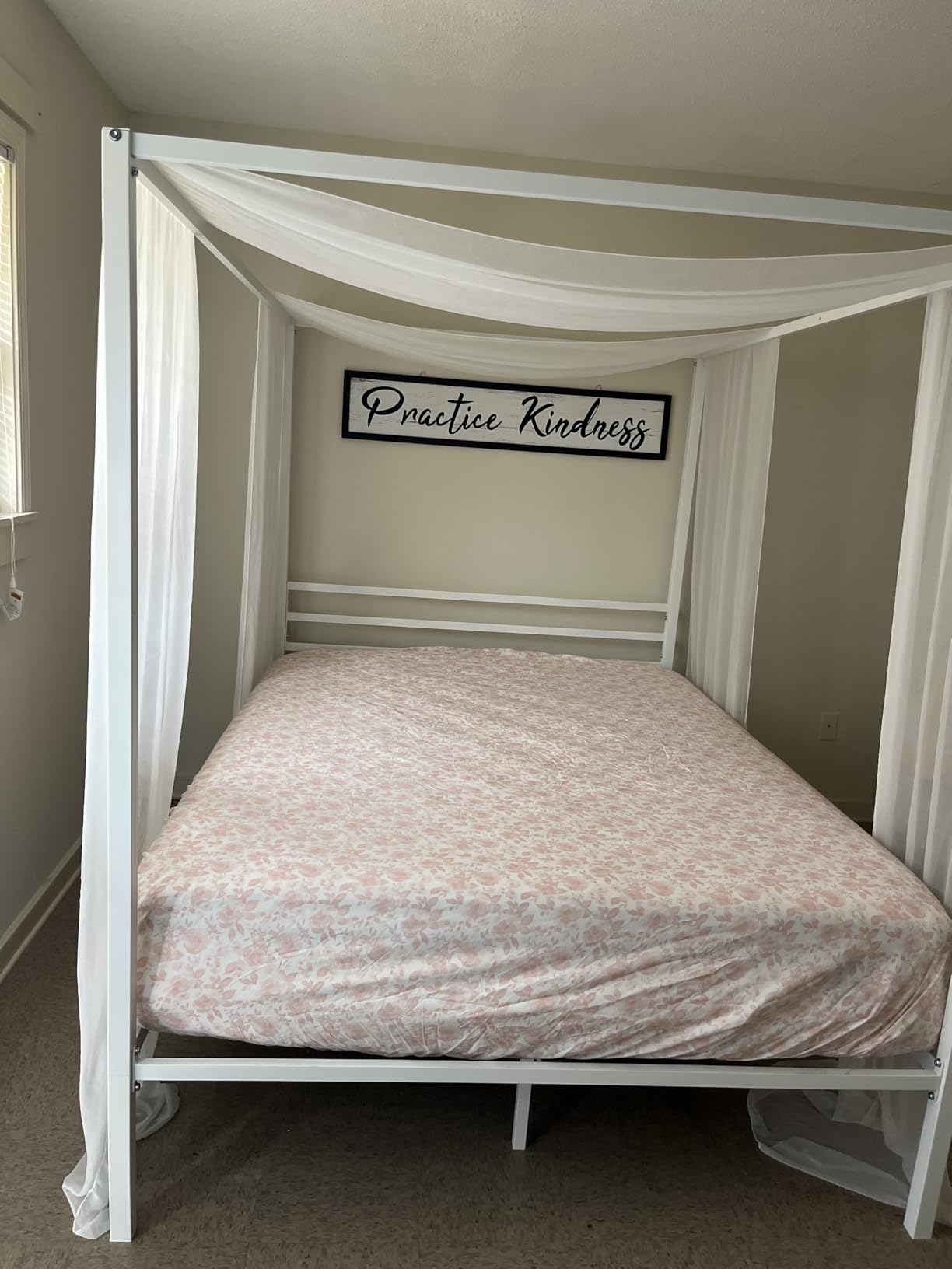 ikalido Full Size Metal Canopy Bed Frame, Heavy-Duty Support, Black | Modern Four-Poster Platform Bed, Under-Bed Storage, EVA Noise Sponge, Mattress Foundation, No Box Spring Needed, Easy Install customer photo 1