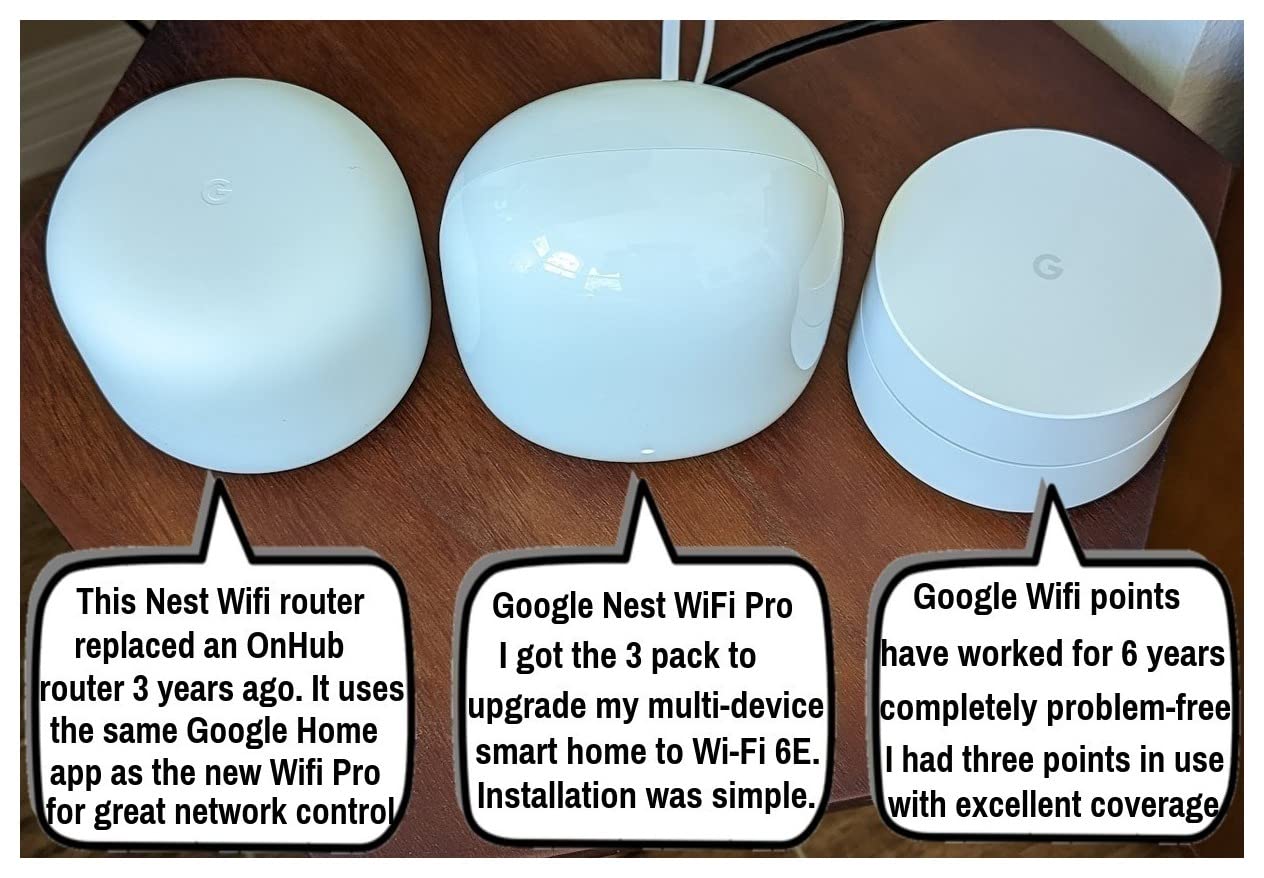 Google Nest WiFi Pro - 6E - Reliable Home Wi-Fi System with Fast Speed and Whole Home Coverage - Mesh Router - 3 Pack - Snow customer photo 2