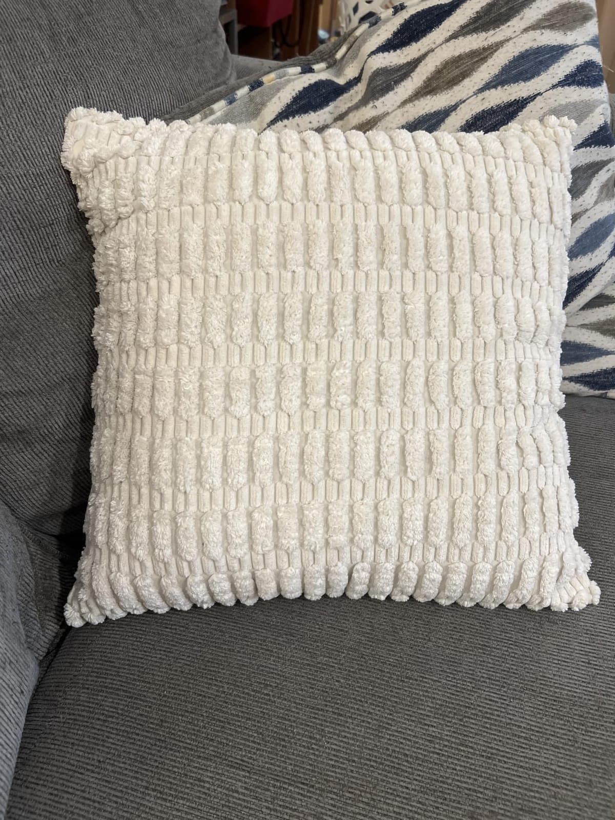 MIULEE Corduroy Decorative Throw Pillow Covers 18x18 Light Grey Pack of 2 customer photo 1