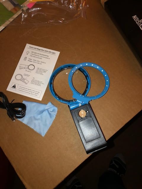 VisionAid 30X 10X Hands-Free Magnifying Glass with Stand, LED Lights, Loupe Handheld Illuminated Magnifier for Low Vision Seniors Reading customer photo 2