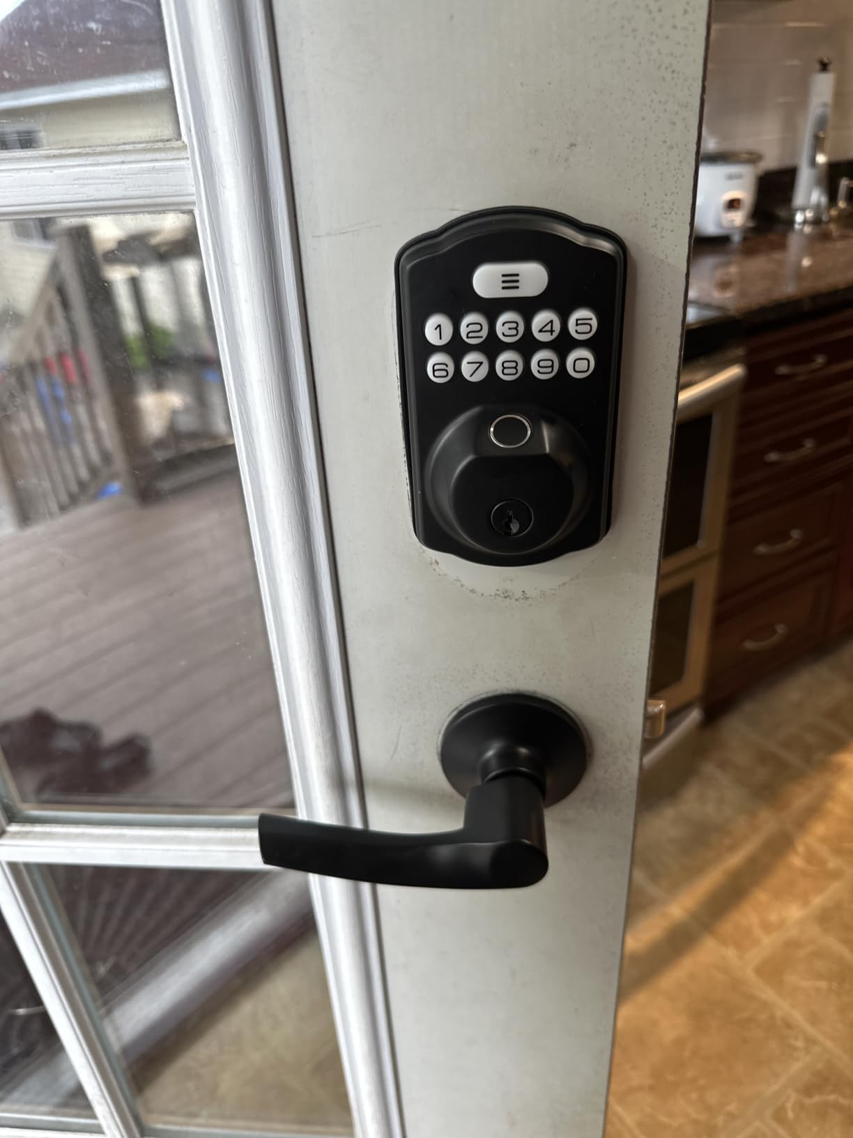 Veise KS02B Fingerprint Door Lock with 2 Lever Handles, Matte Black | Zinc Alloy Handle Set, Auto Lock, Anti-Peep Codes, 2 Keys, Keyless Entry Deadbolt, Electronic Back-Lit Keypad, for Front Door customer photo 1