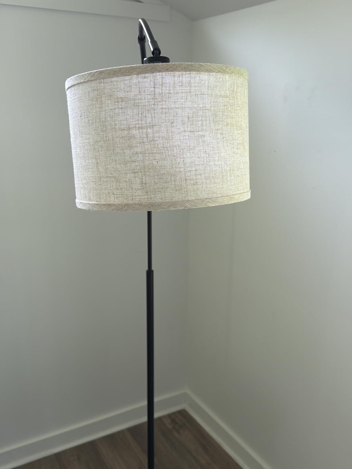 Gold Floor Lamp, Arc Floor Lamp for Living Room with Adjustable Drum Lampshade, Modern Tall Standing Lamp with On/Off Foot Switch, Over Couch Arched Reading Light for Reading, Bedroom, Office customer photo 1