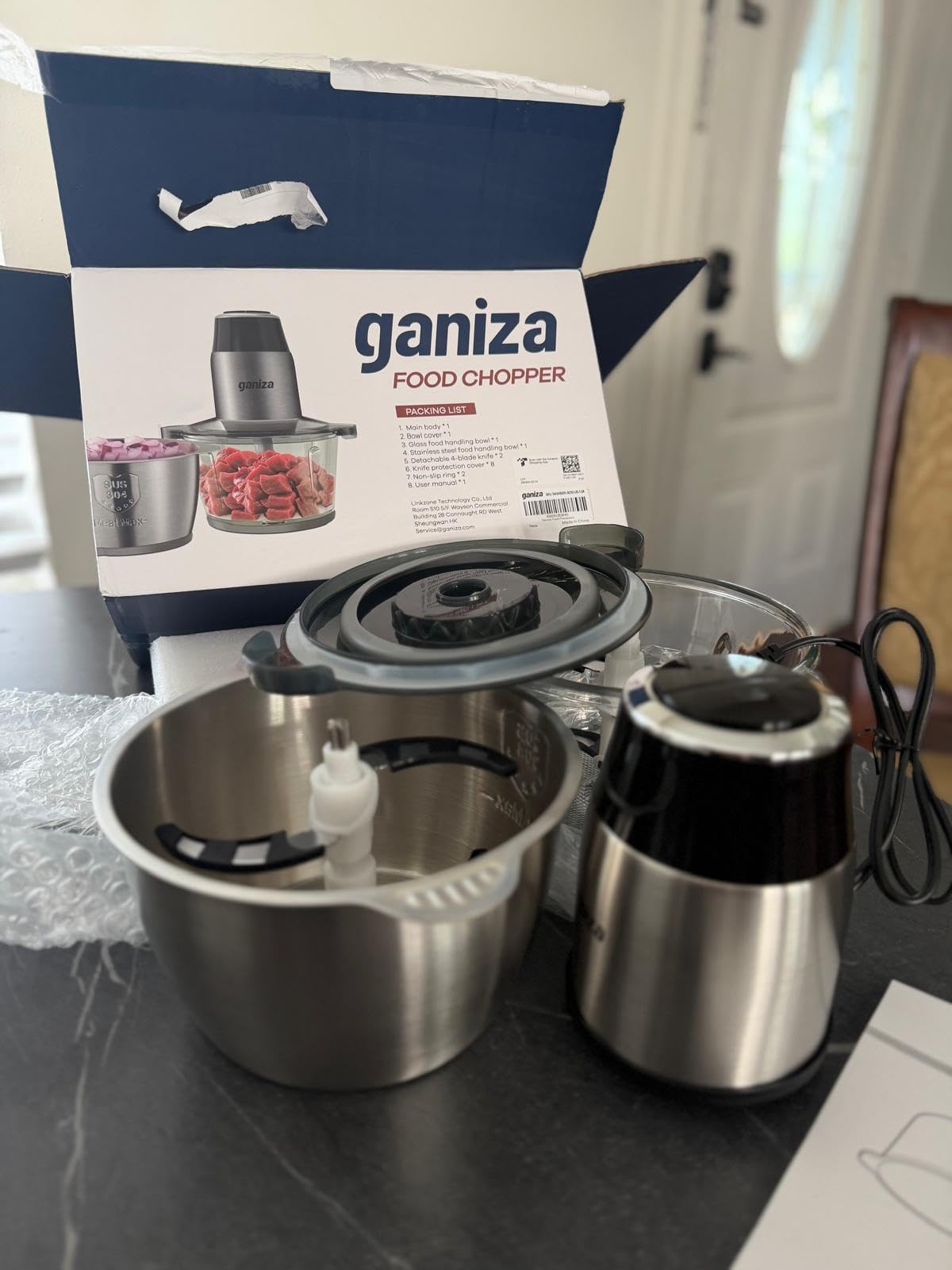 Ganiza Food Processors with 2 Bowls, 450W Meat Grinder Vegetable Chopper | 2-Speed Electric Food Chopper with 8 Cup Glass & 8 Cup Stainless Steel Bowls -Includes 2 Sets of Blades for Fruits/Meat/Nuts customer photo 1