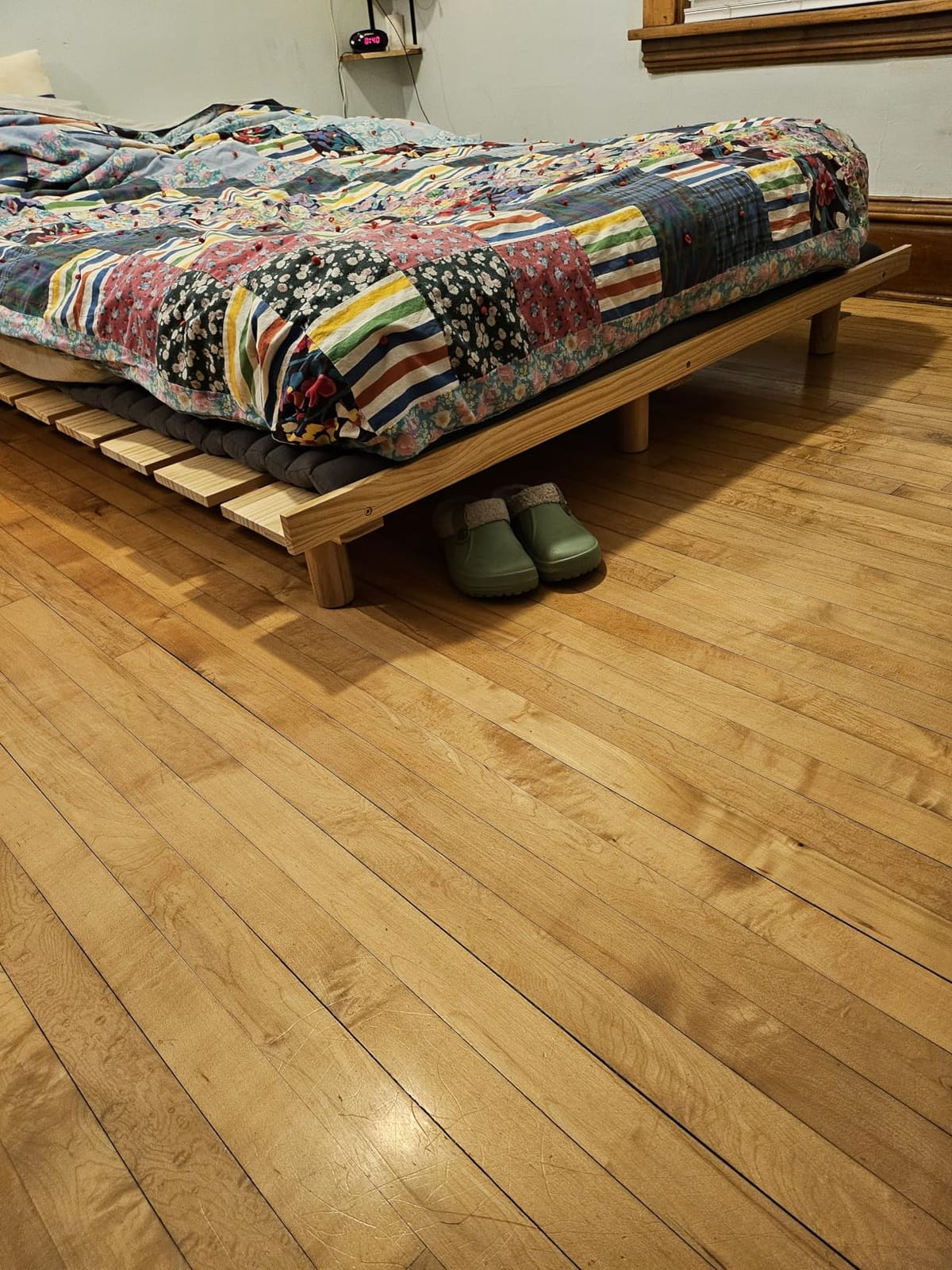 EMOOR Wood Slatted Floor Bed Frame OSMOS Full for Japanese Futon Mattress Solid Pine (Retro-Brown), Height Adjustable (2/7/12in) Tatami Mat customer photo 1