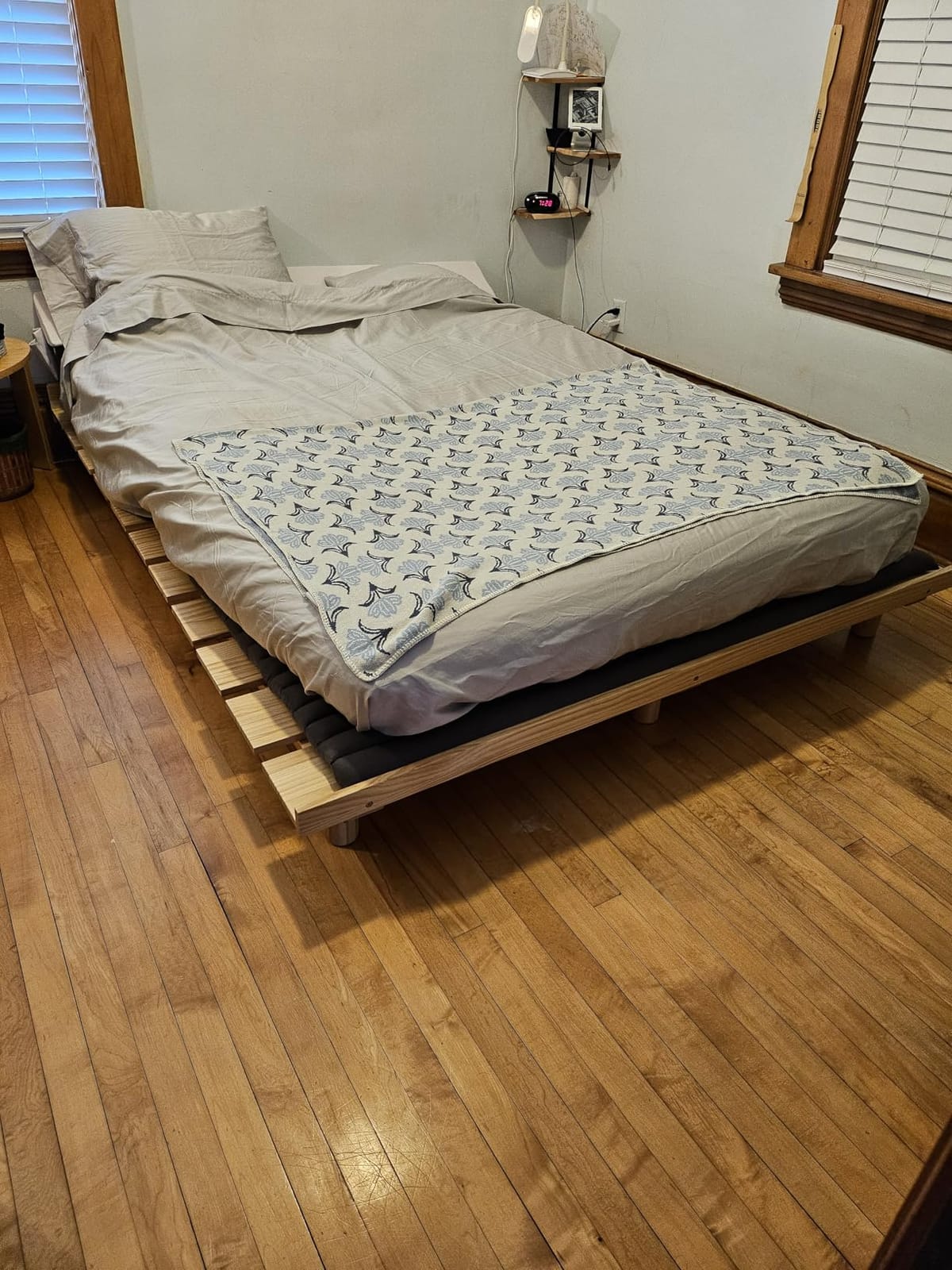 EMOOR Wood Slatted Floor Bed Frame OSMOS Full for Japanese Futon Mattress Solid Pine (Retro-Brown), Height Adjustable (2/7/12in) Tatami Mat customer photo 2