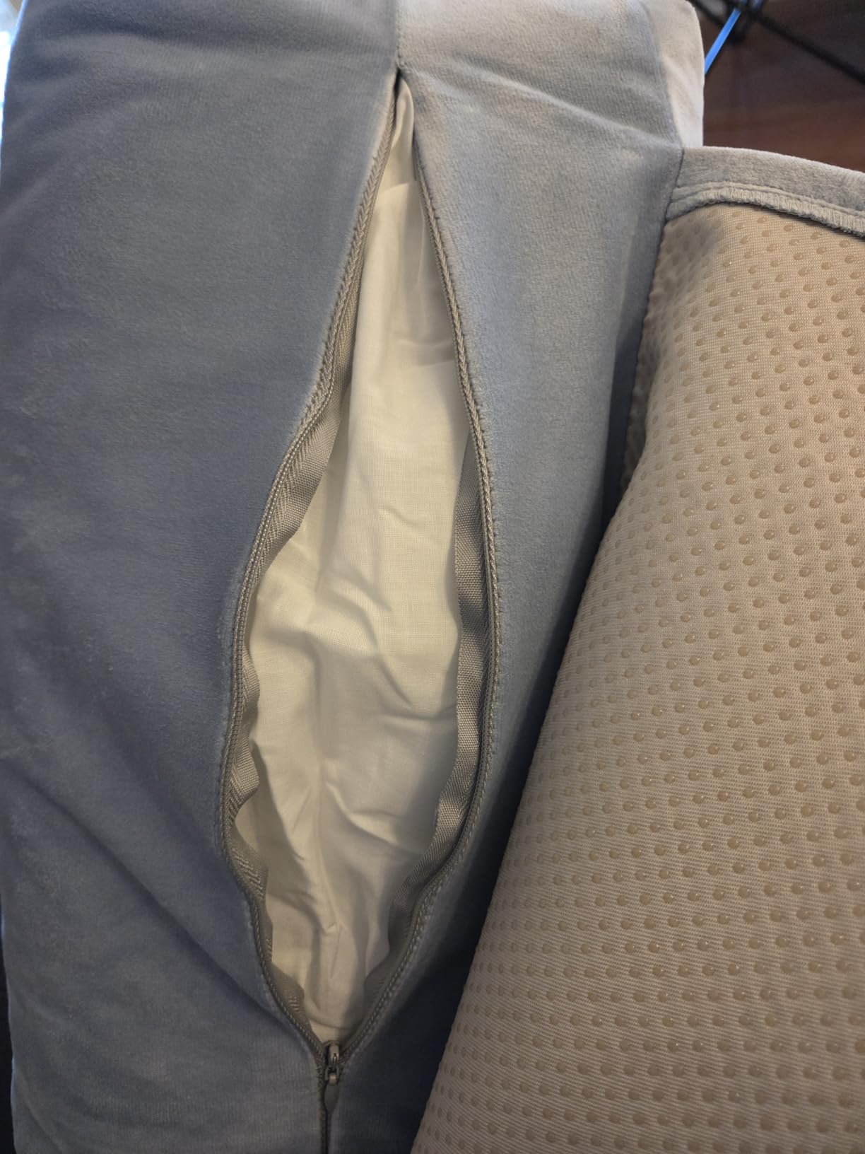 Adjustable Headrest Pillow for Recliners and Armchairs - Non-Slip Velvet Cushion for Neck Support and Pain Relief (Gray) customer photo 2