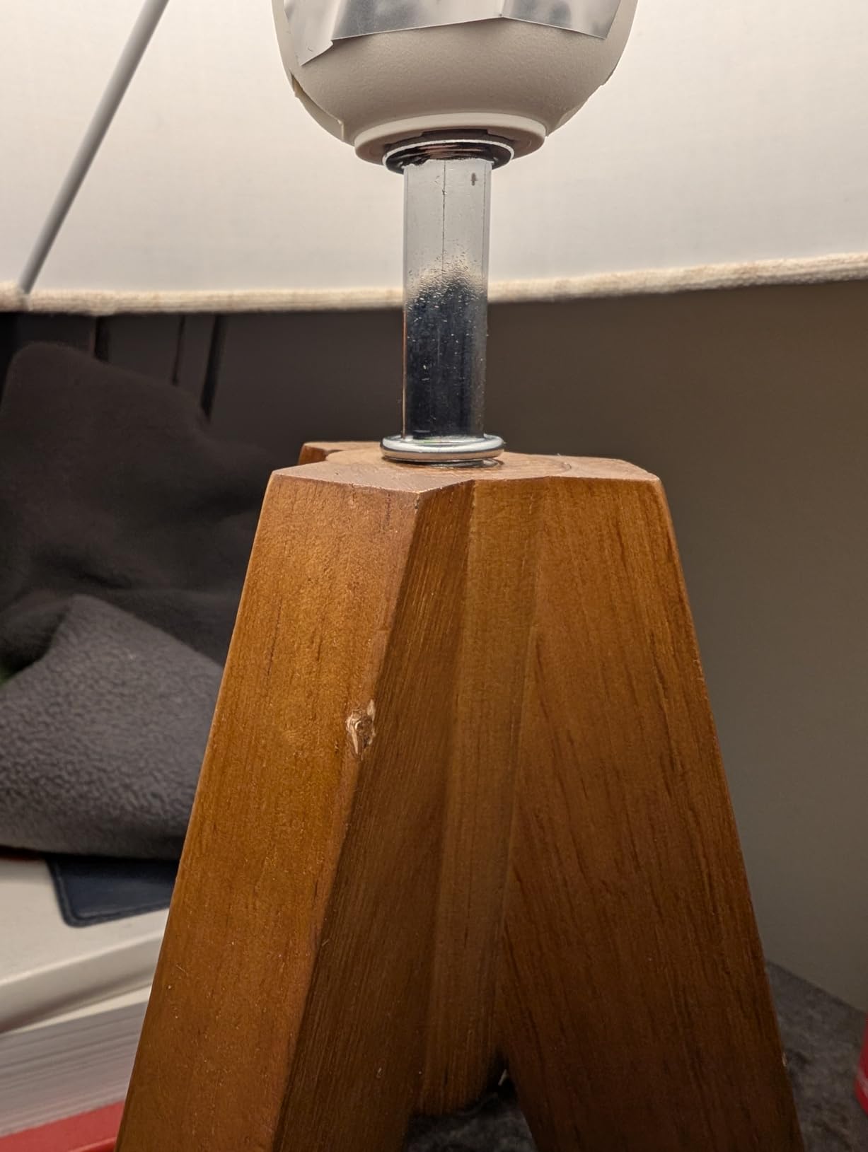EDISHINE Tripod Table Lamp, Small Cute Bedside Lamp, 14.2 Inch, E26 Base | Light Brown Wooden Base, Linen Beige Lampshade customer photo 2