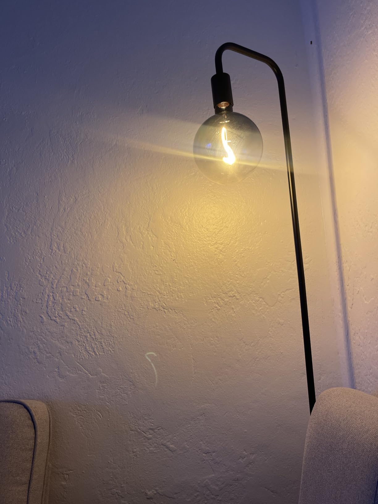ONEWISH Floor Lamp for Living Room - Minimalist Industrial Standing Lamp with Modern LED Bulb, Globe Black Clear Glass 6