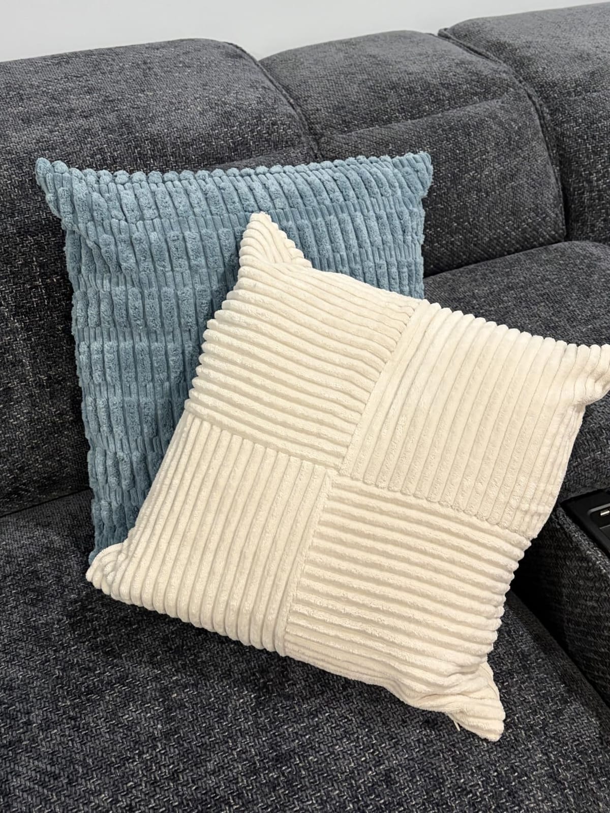 Fancy Homi 2 Packs Rust Boho Decorative Throw Pillow Covers 18x18 Inch for Couch Bed Sofa, Farmhouse Fall Home Decor, Soft Corduroy Patchwork Textured Terracotta Accent Cushion Case customer photo 1