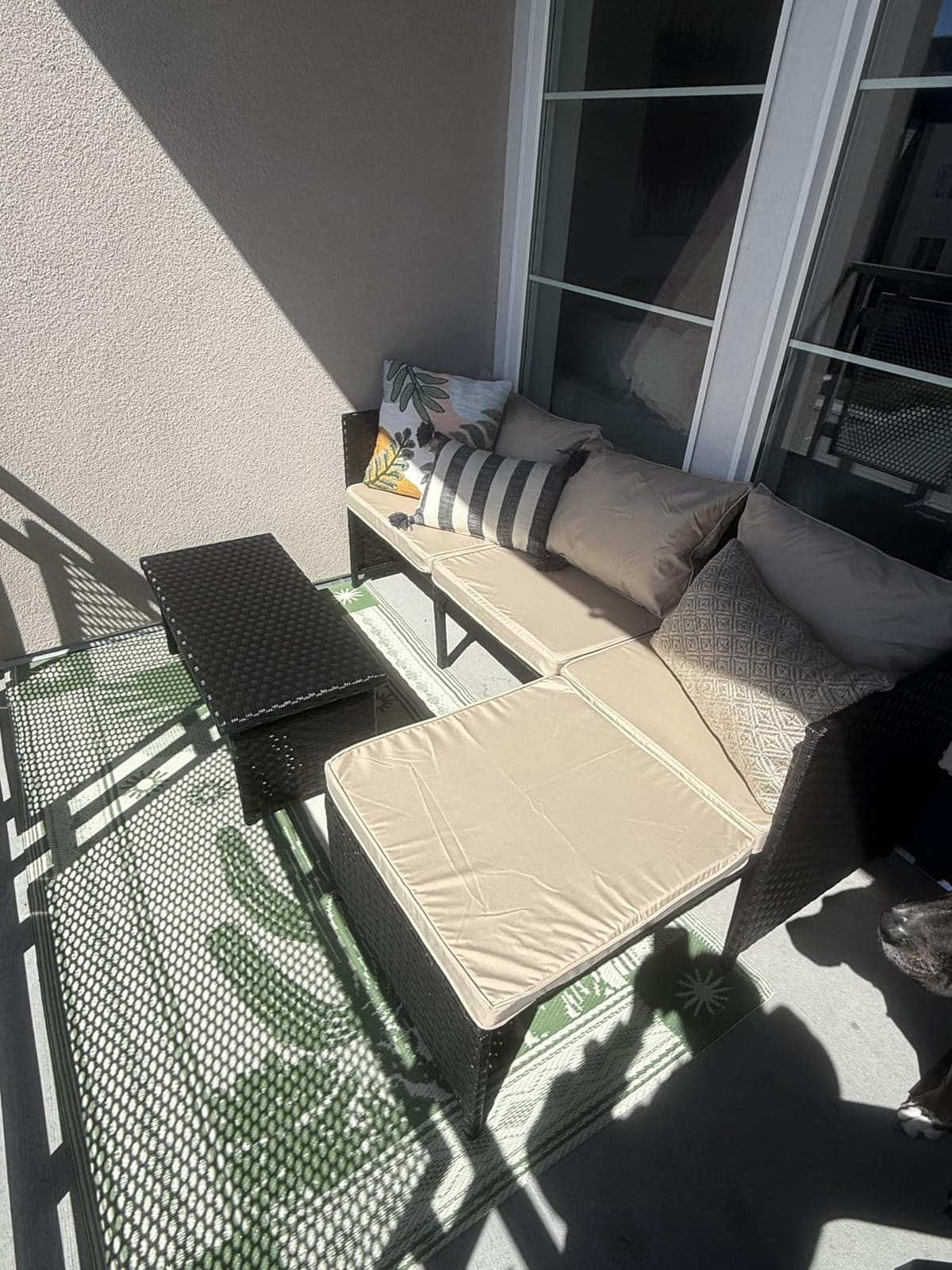Valita 3-Piece Outdoor PE Rattan Furniture Set Patio Black Wicker Conversation Loveseat Sofa Sectional Couch Gray Cushion customer photo 1