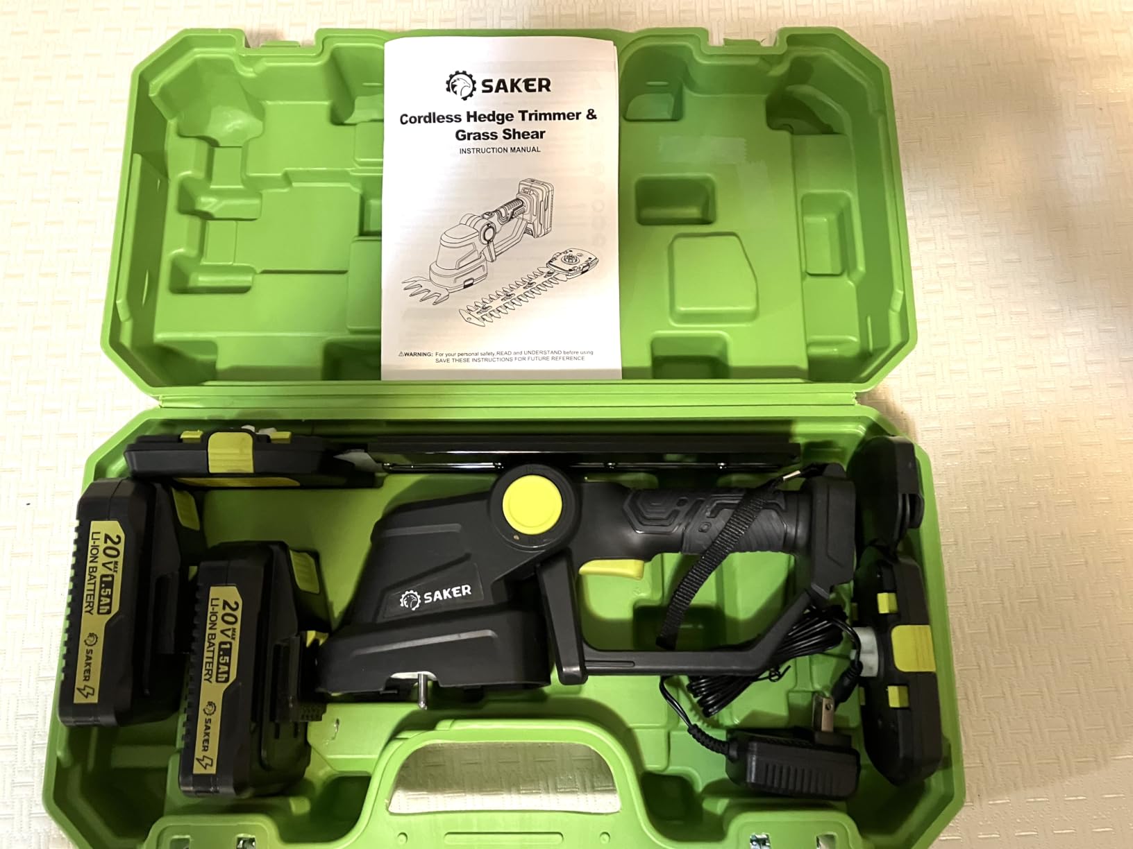 Saker 20V Cordless Hedge Trimmer,2 in 1 Bush Trimmer with 2 Battery customer photo 1